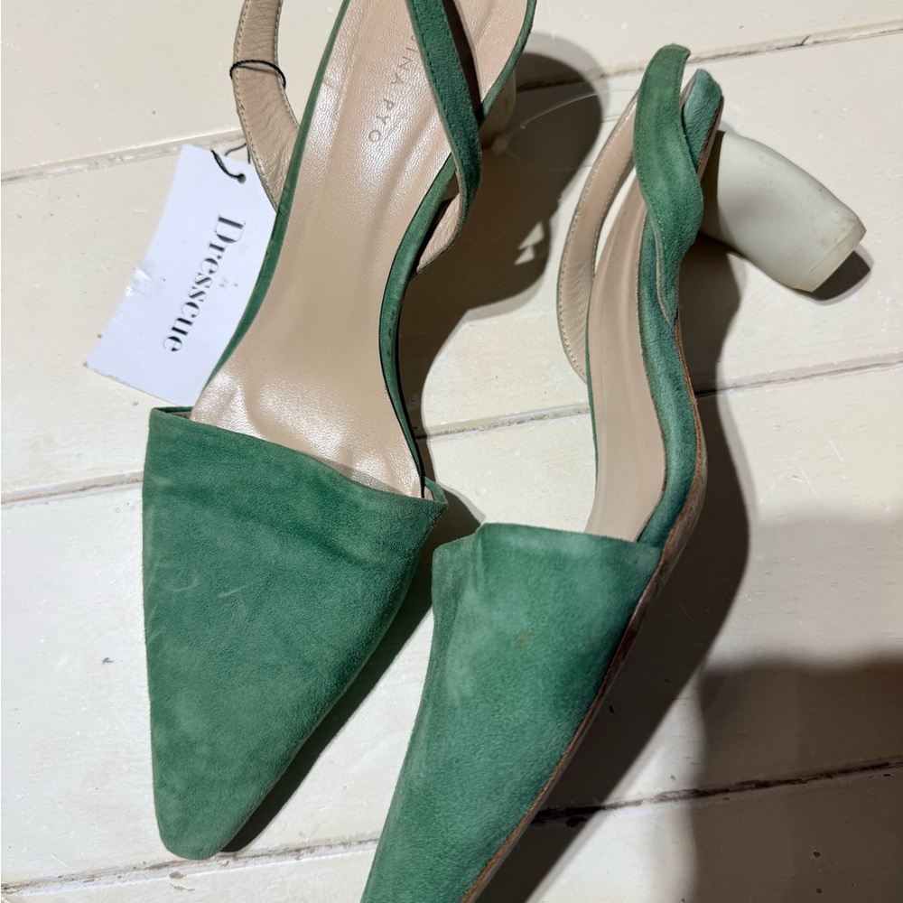 Rejina Pyo Green Suede Heels